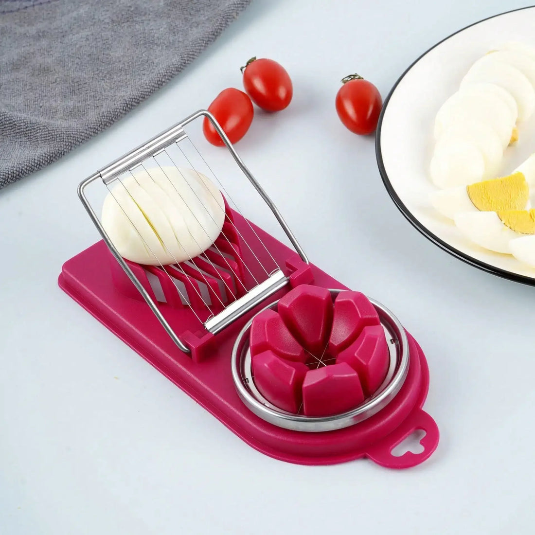 2-in-1 Egg Cutter with PP Base & Stainless Steel Wire – High-Quality Kitchen Tool