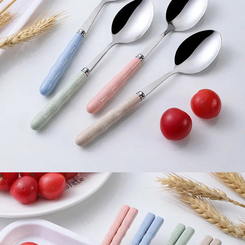 3PCS Stainless Steel Travel Cutlery Set – Fork, Spoon & Chopsticks with Carry Box