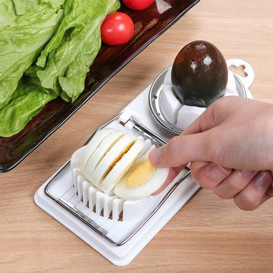 2-in-1 Egg Cutter with PP Base & Stainless Steel Wire – High-Quality Kitchen Tool