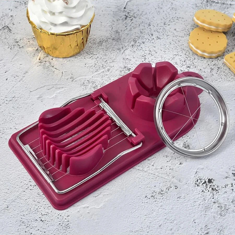 2-in-1 Egg Cutter with PP Base & Stainless Steel Wire – High-Quality Kitchen Tool