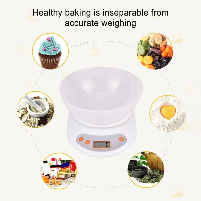 Digital Kitchen Food Scale with Removable Bowl for Baking & Cooking