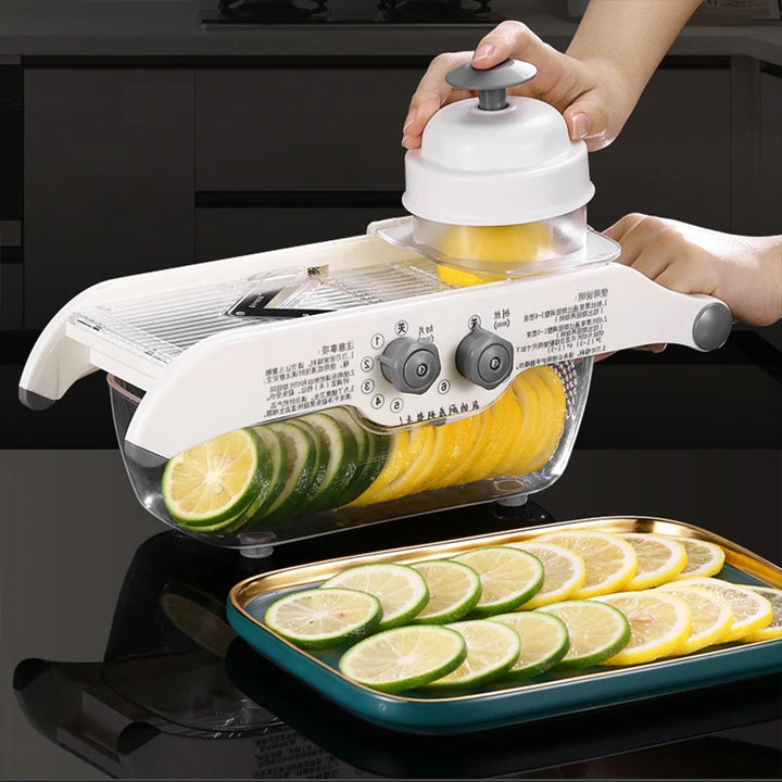 5-in-1 Adjustable Mandoline Slicer with Basket for Vegetables & Fruits