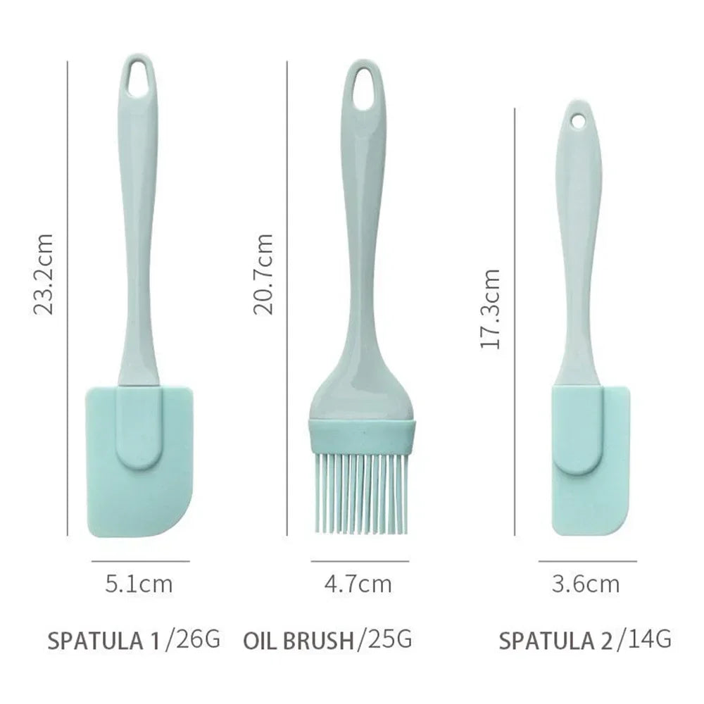 3PCS Silicone Spatula Set for Baking, Mixing, Butter & Oil Brush