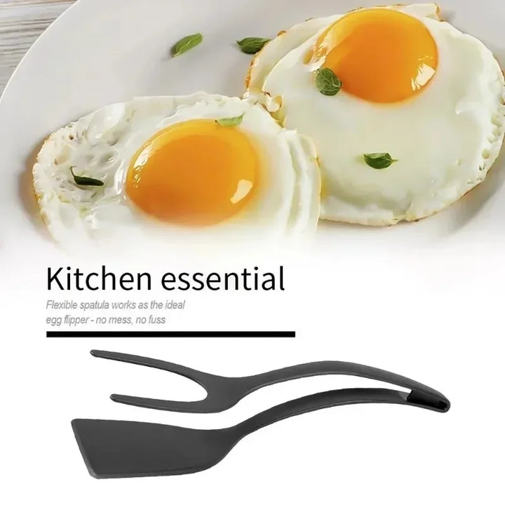 2 in 1 Nylon Grip Flip Tongs & Egg Spatula - Kitchen Tongs & Turners