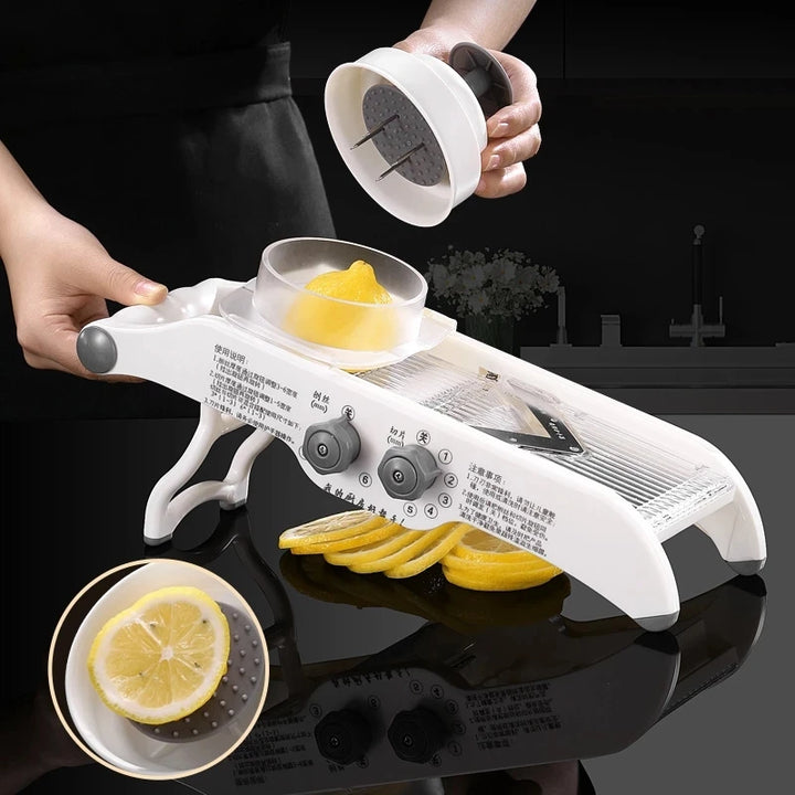 5-in-1 Adjustable Mandoline Slicer with Basket for Vegetables & Fruits