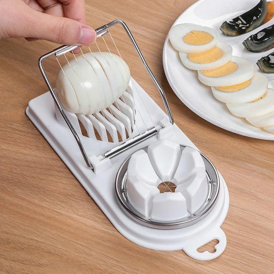 2-in-1 Egg Cutter with PP Base & Stainless Steel Wire – High-Quality Kitchen Tool