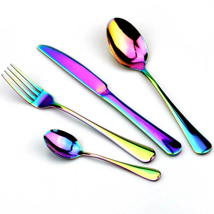 ainless Steel Rainbow Cutlery Set – Dishwasher Safe, Vibrant Tableware