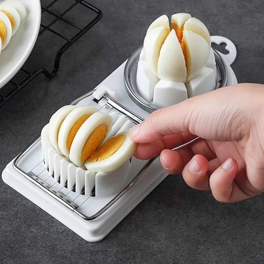 2-in-1 Egg Cutter with PP Base & Stainless Steel Wire – High-Quality Kitchen Tool