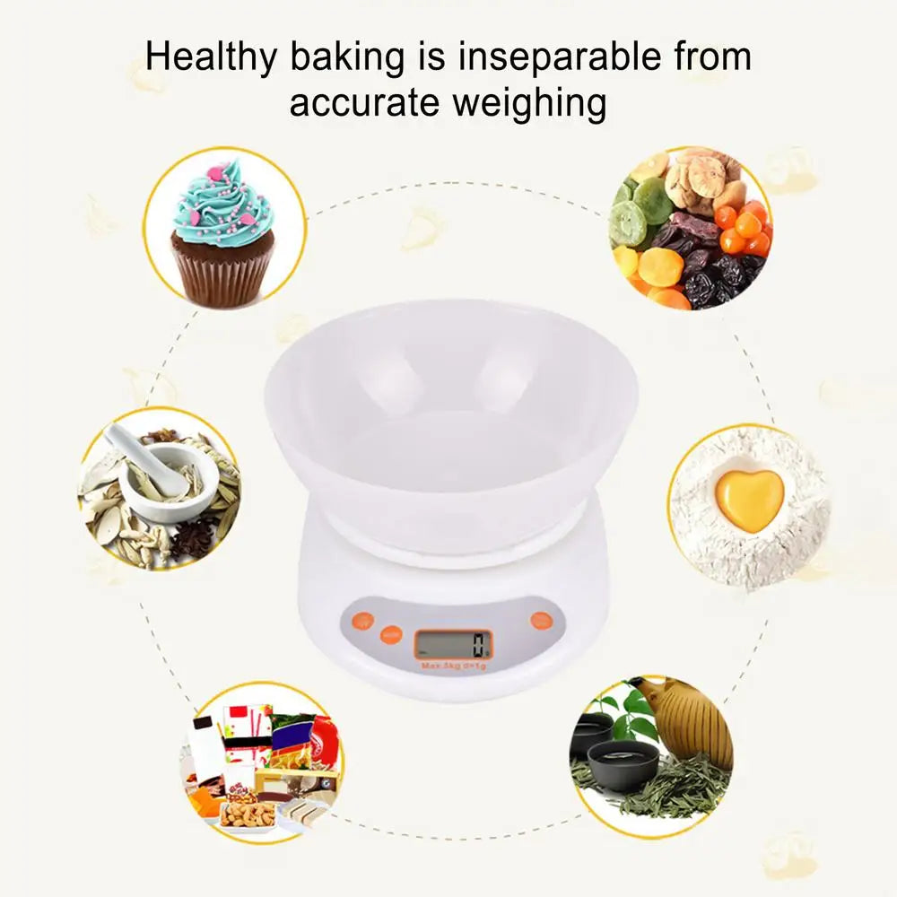 Digital Kitchen Food Scale with Removable Bowl for Baking & Cooking